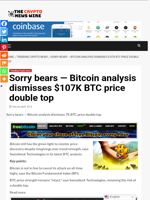 Sorry bears — Bitcoin analysis dismisses $107K BTC price double top - The Crypto News Wire