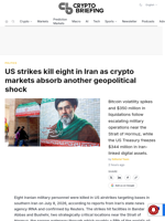 US strikes kill eight in Iran as crypto markets absorb another geopolitical shock