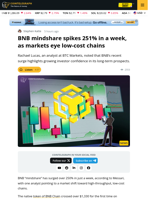 BNB Registers Surge in Mindshare, as Token Hits New High