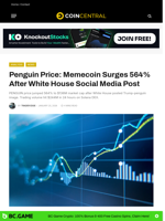 Penguin Price: Memecoin Surges 564% After White House Social Media Post - CoinCentral