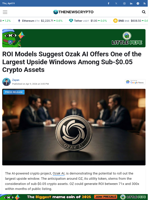ROI Models Suggest Ozak AI Offers One of the Largest Upside Windows Among Sub-$0.05 Crypto Assets