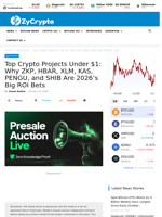 Top Crypto Projects Under $1: Why ZKP, HBAR, XLM, KAS, PENGU, and SHIB Are 2026's Big ROI Bets