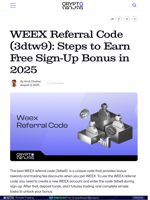WEEX Referral Code (3dtw9): Steps to Earn Free Sign-Up Bonus