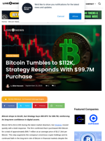 Bitcoin Tumbles to $112K, Strategy Responds With $99.7M Purchase | Live Bitcoin News