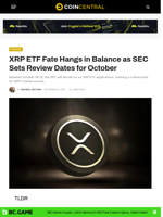 XRP ETF Fate Hangs in Balance as SEC Sets Review Dates for October - CoinCentral