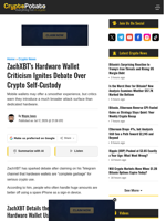 ZachXBT's Hardware Wallet Criticism Ignites Debate Over Crypto Self-Custody
