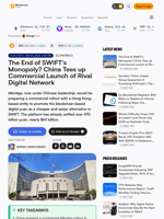The End of SWIFT's Monopoly? China Tees up Commercial Launch of Rival Digital Network