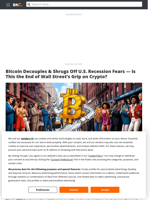 Bitcoin Decouples & Shrugs Off U.S. Recession Fears — Is This the End of Wall Street’s Grip on Crypto? - Brave New Coin