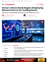 Korea's Woori Bank Displaying Bitcoin Price in Its Trading Room