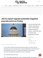 JOLTs report signals potential negative payrolls print on Friday