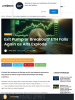 Exit Pump or Breakout? ETH Fails Again as Alts Explode | Live Bitcoin News