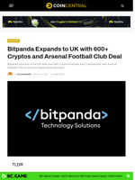Bitpanda Expands to UK with 600+ Cryptos and Arsenal Football Club Deal