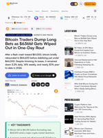 Bitcoin Traders Dump Long Bets as $636M Gets Wiped Out in One-Day Rout
