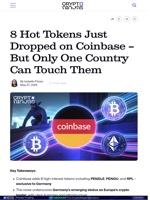 8 Hot Tokens Just Dropped on Coinbase — But Only One Country Can Touch Them