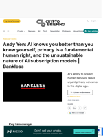 Andy Yen: AI knows you better than you know yourself, privacy is a fundamental human right, and the unsustainable nature of AI subscription models | Bankless