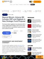 Beyond Bitcoin: Arizona Bill Includes XRP and Digibyte in New Strategic Fund Proposal – Crypto News Bitcoin News