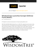 WisdomTree Launches Europe Defense Fund (WDEF)