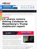 CZ shares rumors linking Coinbase to Bloomberg’s Trump stablecoin report - The Crypto News Wire
