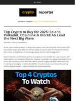 Top Crypto to Buy for 2025: Solana, Polkadot, Chainlink & BlockDAG Lead the Next Big Wave