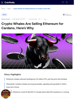 Crypto Whales Are Selling Ethereum for Cardano, Here's Why