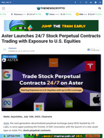 Aster Launches 24/7 Stock Perpetual Contracts Trading with Exposure to U.S. Equities - TheNewsCrypto