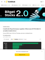 CoinDesk 20 performance update: Ethereum (ETH) falls 1% as index trades lower
