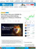 Bit Origin Secures $500M To Launch Groundbreaking Dogecoin Treasury Initiative