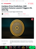 Cardano Price Prediction: CME Cardano Futures Launch Triggers 3% ADA Dip - Coinspeaker