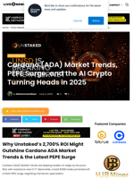 Cardano (ADA) Market Trends, PEPE Surge, and the AI Crypto Turning Heads in 2025 | Live Bitcoin News