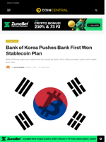 Bank of Korea Pushes Bank First Won Stablecoin Plan