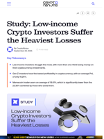 Study: Low-income Crypto Investors Suffer the Heaviest Losses – CryptoNinjas