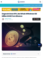 Dogecoin Down 18%, But Whale Withdraws 122 Million DOGE From Binance