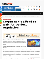 Crypto can’t afford to wait for perfect regulation - The Crypto News Wire