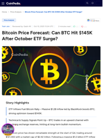 Bitcoin Price Forecast: Can BTC Hit $145K After October ETF Surge?
