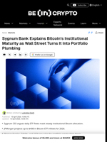 Sygnum Bank Warns Bitcoin ETF Flows May Be the Wrong Signal