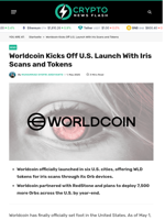Worldcoin Kicks Off U.S. Launch With Iris Scans and Tokens - Crypto News Flash