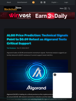 ALGO Price Prediction: Technical Signals Point to $0.09 Retest as Algorand Tests Critical Support - Blockchain.News