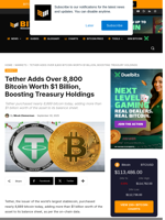 Tether Snaps Up $1B In Bitcoin, Adding 8,888 BTC To Holdings