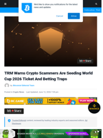 TRM Warns Crypto Scammers Are Seeding World Cup 2026 Ticket And Betting Traps