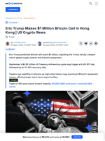 US Crypto News: Eric Trump's Million Dollar Bitcoin Call