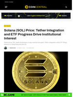 Solana (SOL) Price: Tether Integration and ETF Progress Drive Institutional Interest - CoinCentral