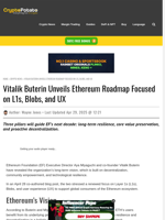 Vitalik Buterin Unveils Ethereum Roadmap Focused on L1s, Blobs, and UX