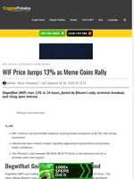 WIF Price Jumps 13% as Meme Coins Rally