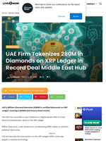UAE Diamonds $280M Tokenized on XRP Ledger Record