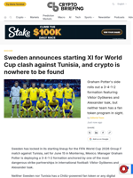 Sweden announces starting XI for World Cup clash against Tunisia, and crypto is nowhere to be found