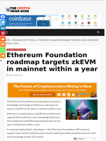Ethereum Foundation roadmap targets zkEVM in mainnet within a year - The Crypto News Wire
