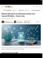 Bitcoin falls back as tokenized stocks race toward $1 billion - Here's why - AMBCrypto