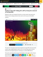 Raydium token RAY ‘falling off a cliff’ as Pump.fun rumored as testing AMM