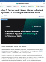 ether.fi Partners with Nexus Mutual to Protect Against ETH Slashing at Institutional Scale - TheNewsCrypto