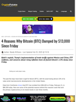 4 Reasons Why Bitcoin (BTC) Dumped by $13,000 Since Friday